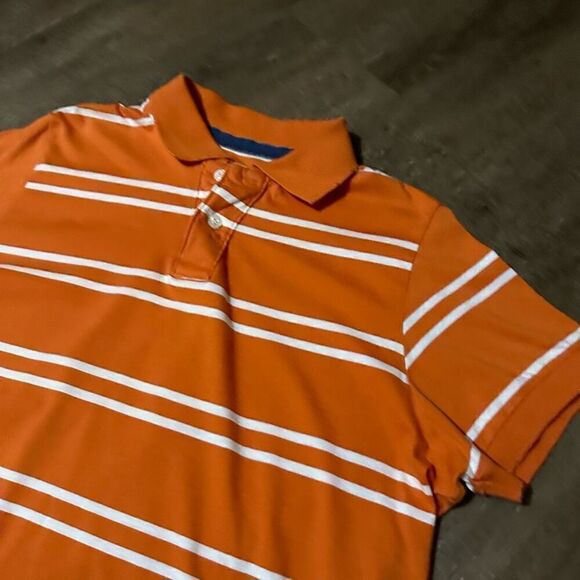 Vintage Trailer Mens Orange Striped Polo Vintage Fit Cotton Size Medium - Picture 2 of 11